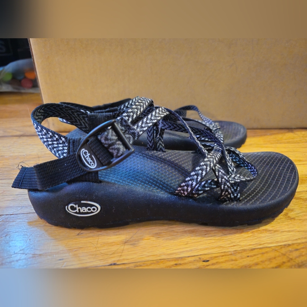 Chaco Black and Gray Strappy Sandals